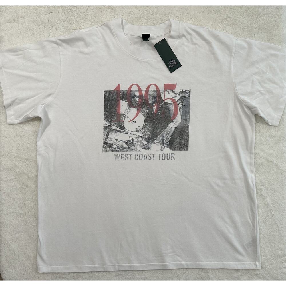 Wild Fable Women's Graphic T-Shirt 1995 West Coast Tour XXL White Oversized NEW
